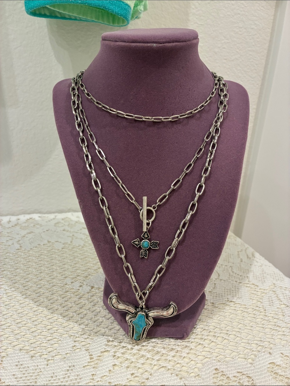 Idyllwind Overlayed Silver- Layered Necklace with Turquoise by Miranda Lambert